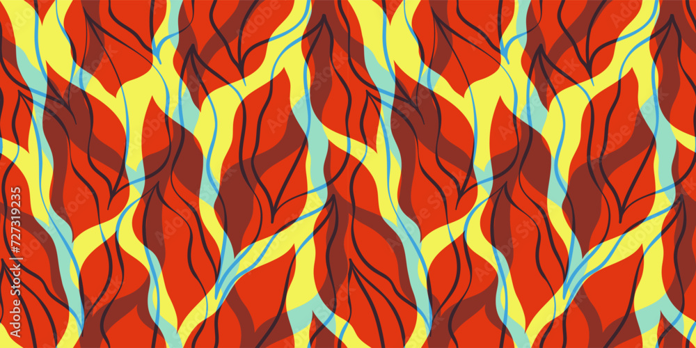 Leaves Pattern. Bright Tropic Palm Leaves Seamless Vector Background, Graphic Jungle Print Leaves Pattern. Bright Tropic Palm Leaves Seamless Vector Background, Graphic Jungle Print