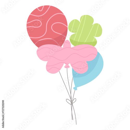 bunch of balloons vector flat color illustration