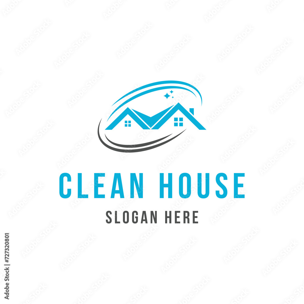 Clean house logo design concept idea