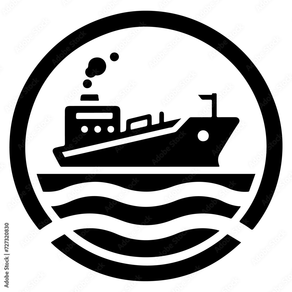 International shipping tanker ship under round shape logo vector icon International shipping tanker ship under round shape logo vector icon