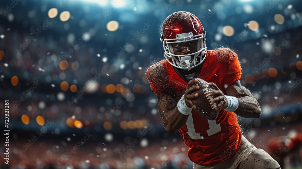 American Football Tense moment as a quarterback throws a spiral pass