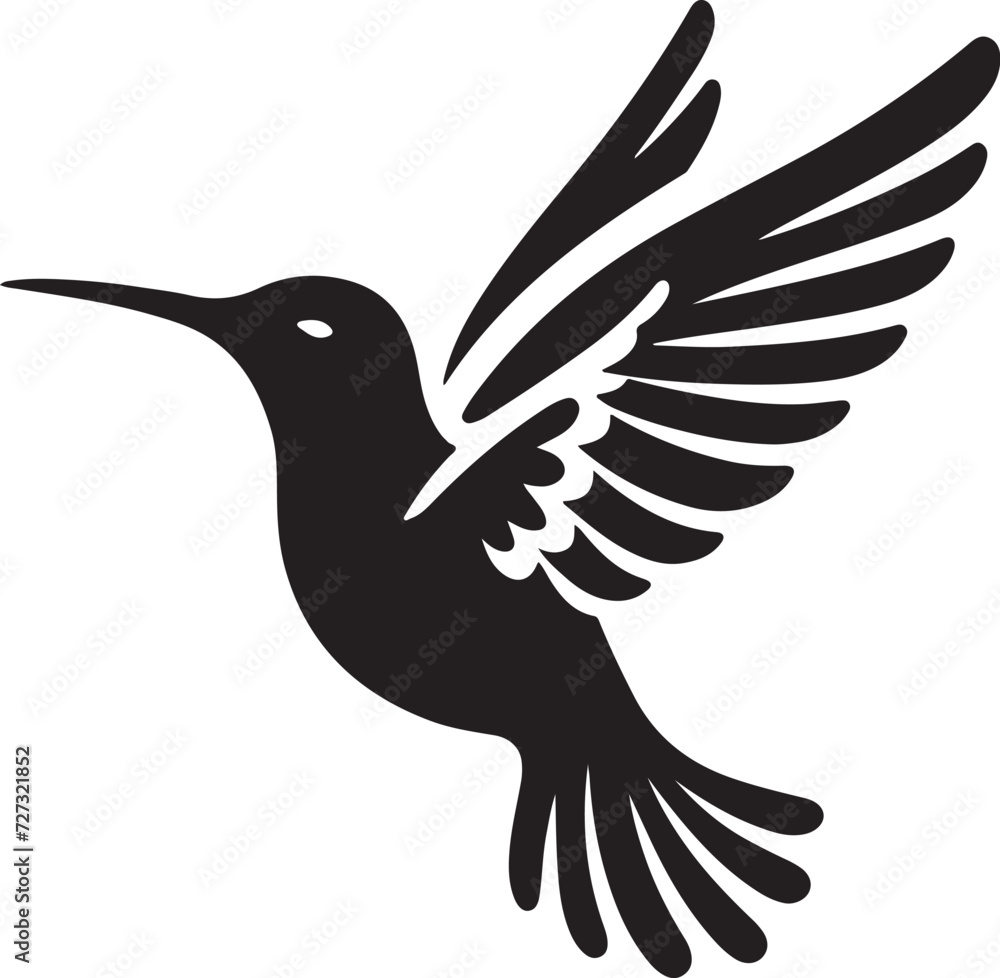 Obraz premium Humming bird silhouette vector image, vector artwork of a humming bird