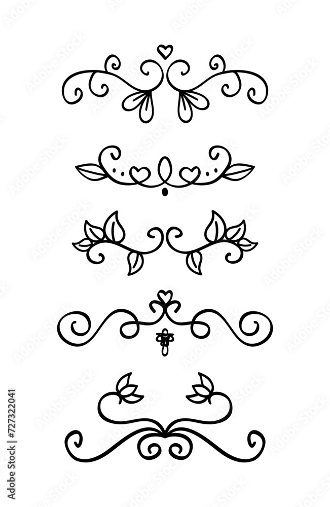 Hand drawn collection of wedding ornaments