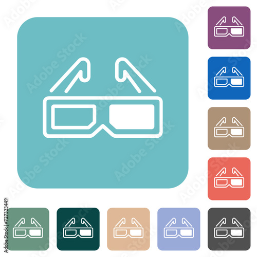 Retro 3d glasses alternate rounded square flat icons