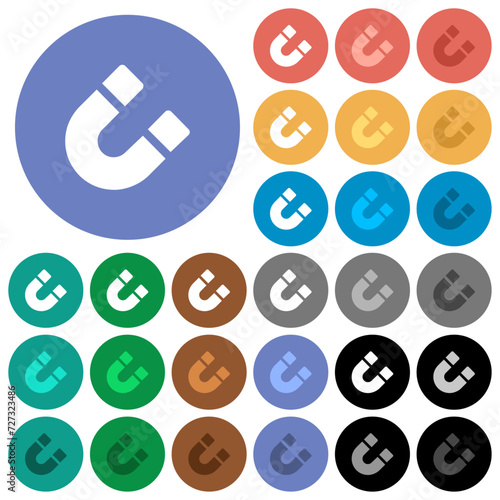 Horseshoe magnet solid round flat multi colored icons
