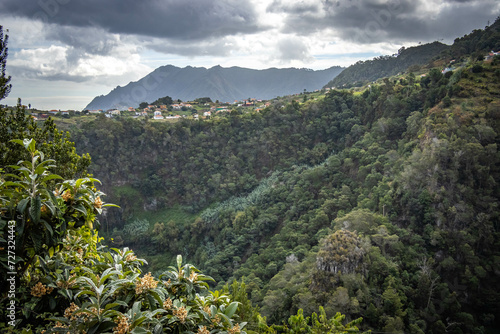 mountainous area of madeira, green, hills, viewpoint, steep hills, lush, hiking, outdoors, trekking
