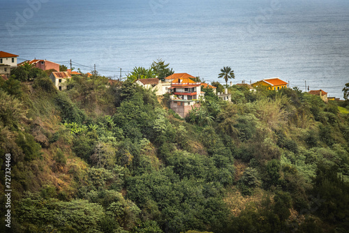 mountainous area of madeira, green, hills, viewpoint, steep hills, lush, hiking, outdoors, trekking