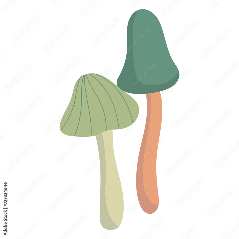 mushroom plant vector flat color illustration