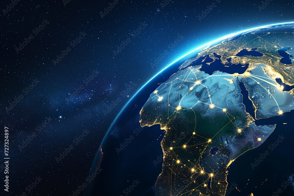 Obraz premium Earth from space focusing on the African continent at night