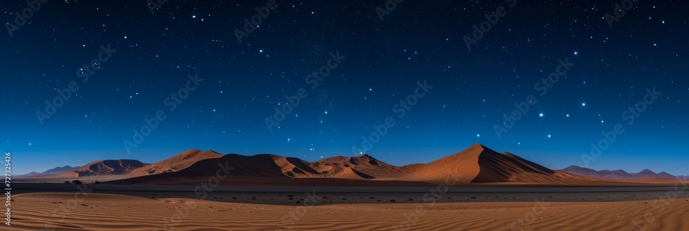 Desert Scenery at Night: A Starry Blue Gradient Sky.