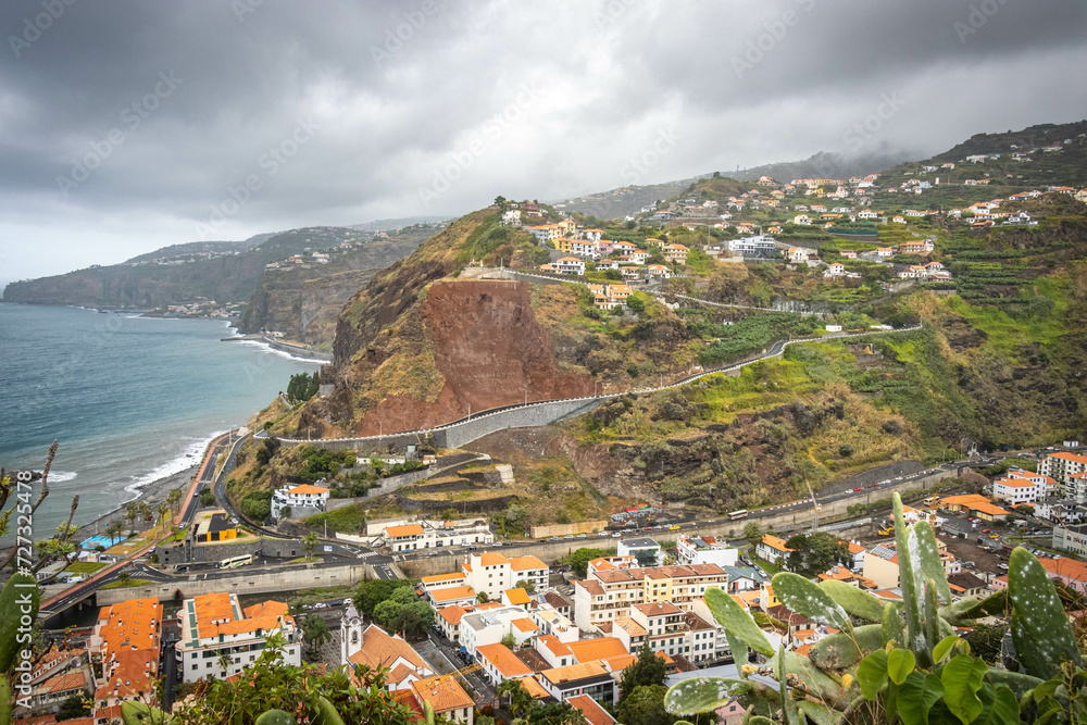 viewpoint near ponta do sol, madeira, south coast, cliffs, winding roads, ocean, portugal, miradouro