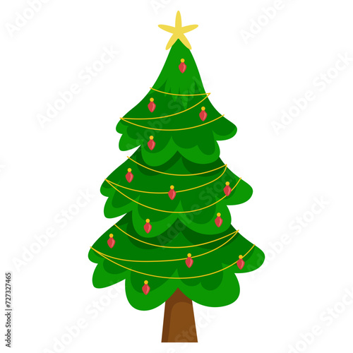 christmas tree with beautiful decorations vector illustration