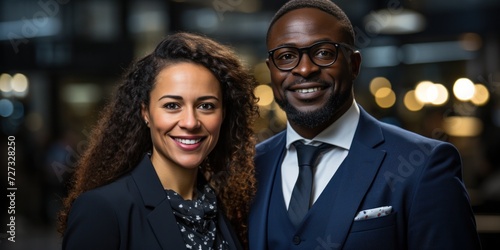 A happy and successful multiethnic business couple, exuding positivity and togetherness