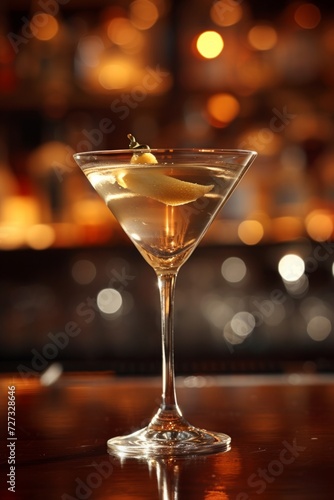 Martini: A sophisticated cocktail with gin or vodka, vermouth, and a choice of garnish, served in a chilled glass