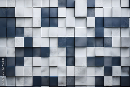 Modern Blue and White Tile Pattern.