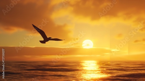 Bird Flying at Sunset - Flight Inspirational Soaring

