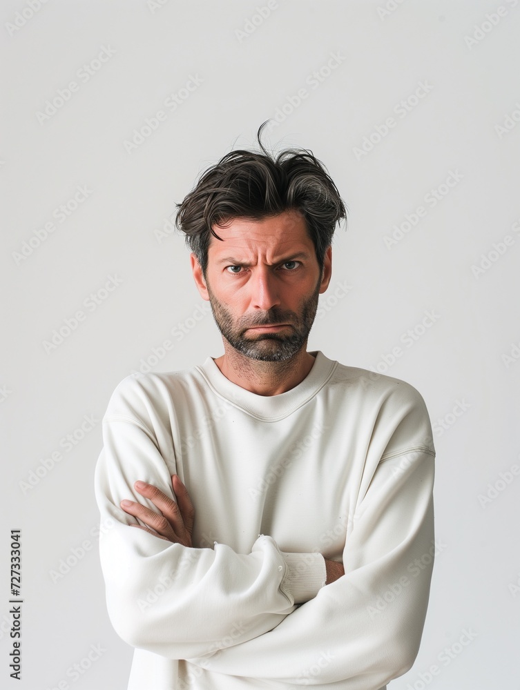 Obraz premium Man angry at minimalist outfit