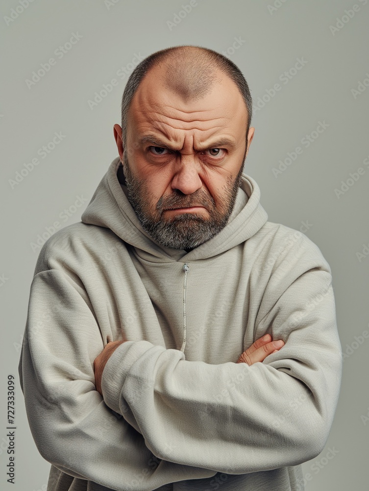 Man angry at minimalist outfit Man angry at minimalist outfit