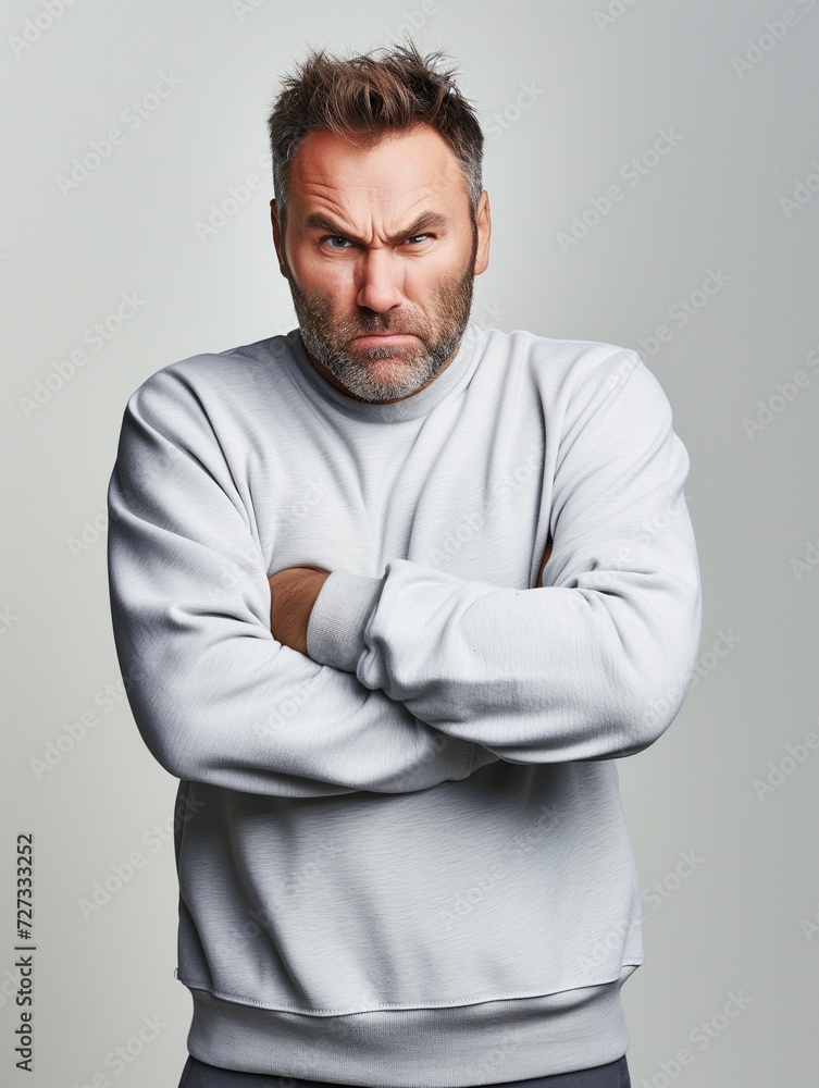 Man angry at minimalist outfit Man angry at minimalist outfit