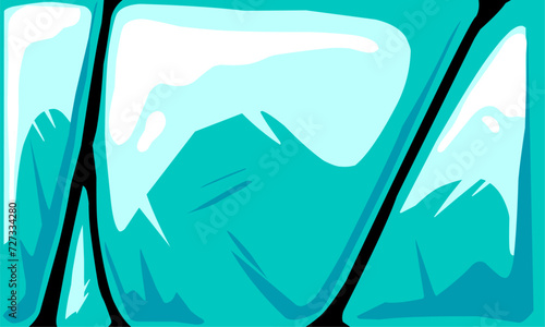 Abstract ice cracks background cartoon vector illustration. Blue background with cracks on the ice surface