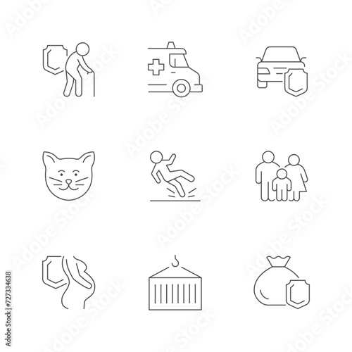 Set line icons of insurance