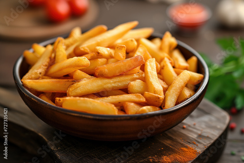 Large bowl of fresh french fries
