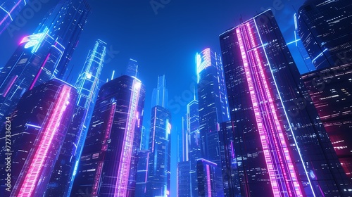 Bright and Colorful Tech City - Futuristic Illustration