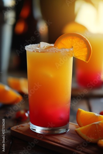 Tequila Sunrise: Tequila, orange juice, and grenadine create a colorful sunrise in a glass.