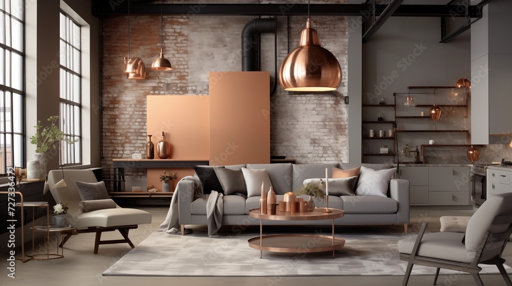 Choose a neutral color palette with pops of metallics, like copper or steel, for a modern industrial feelar Choose a neutral color palette with pops of metallics, like copper or steel, for a modern industrial feelar