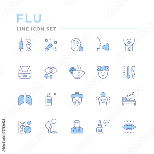 Set color line icons of flu