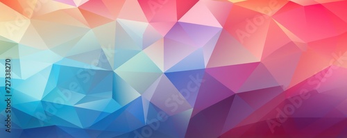 Abstract triangle wallpaper in light colorful pastel colors, banner panorama. Generative ai.