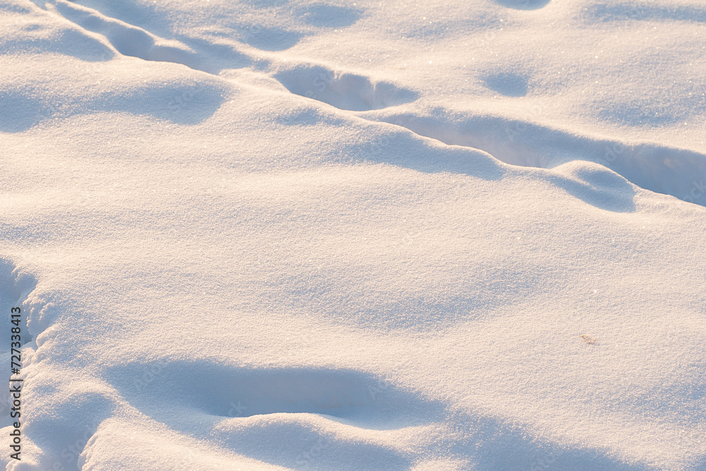 Traces of people in the snow.