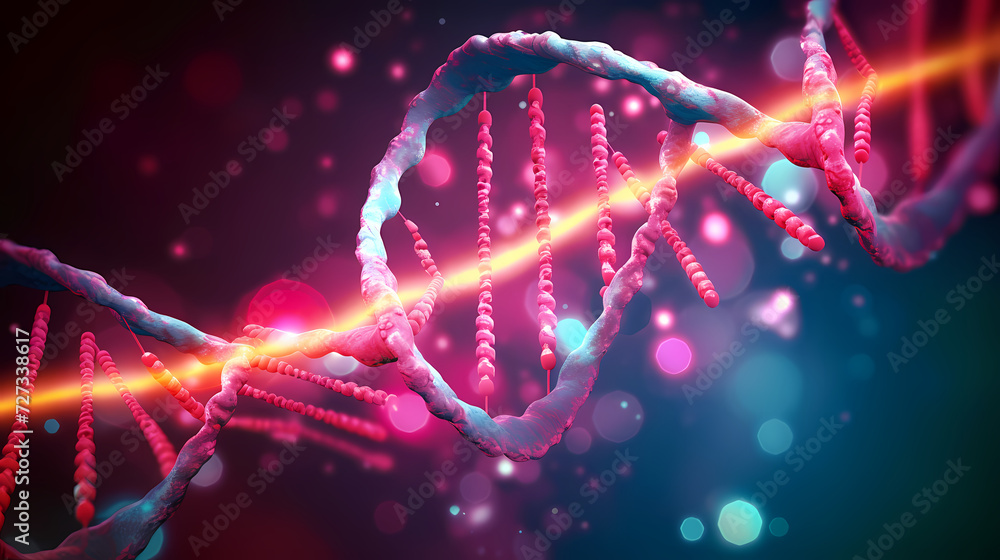 Human DNA structure, 3D illustration of helical DNA molecule Human DNA structure, 3D illustration of helical DNA molecule