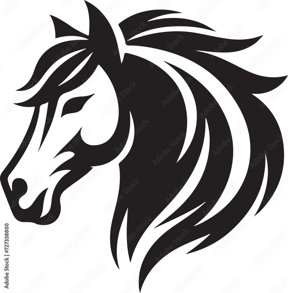 Fototapeta premium Horse Head Silhouette vector image, vector artwork of a horse head