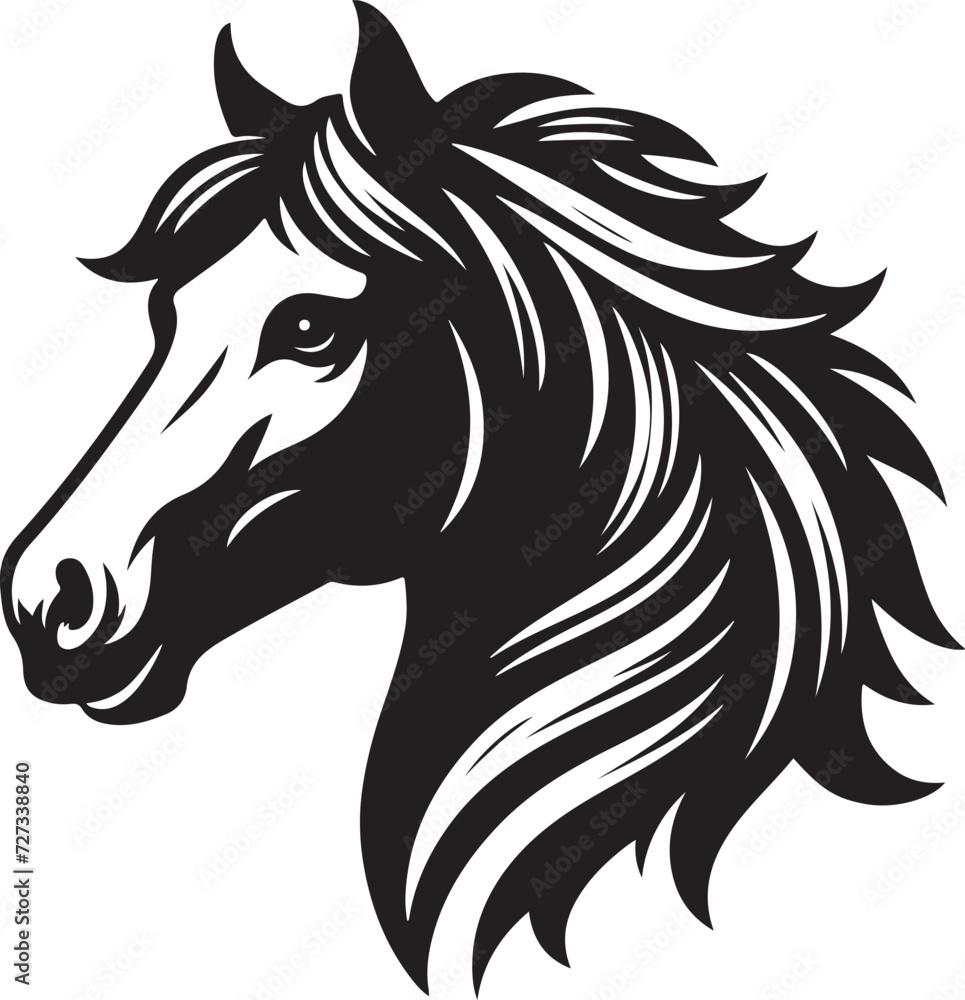 Fototapeta premium Horse Head Silhouette vector image, vector artwork of a horse head