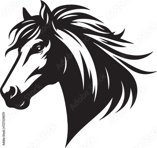Fototapeta Naklejka Na Ścianę i Meble -  Horse Head Silhouette vector image, vector artwork of a horse head