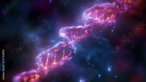 Human DNA structure, 3D illustration of helical DNA molecule © ting