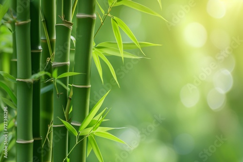 young bamboo over green nature background