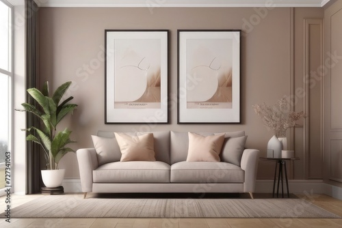 Aesthetic Home Decor Framed Poster Showcase in a Stylish Living Space" © aitricho