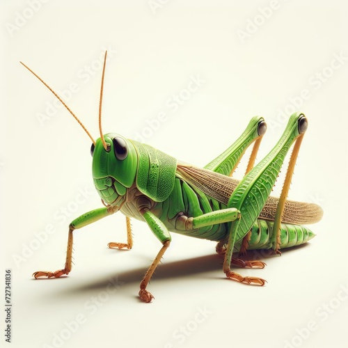 green grasshopper on white background 
