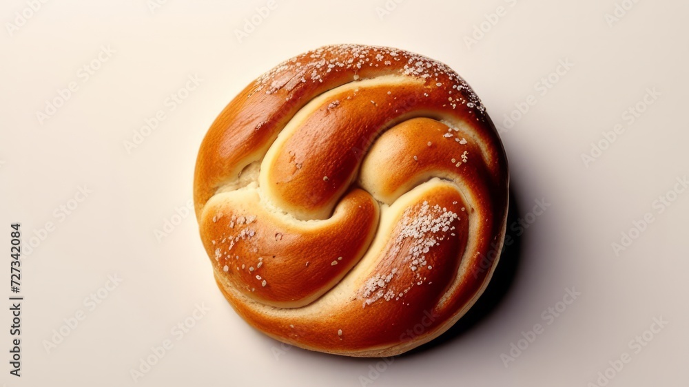 Bun baked with love on a light background top view. Bun baked with love on a light background top view.
