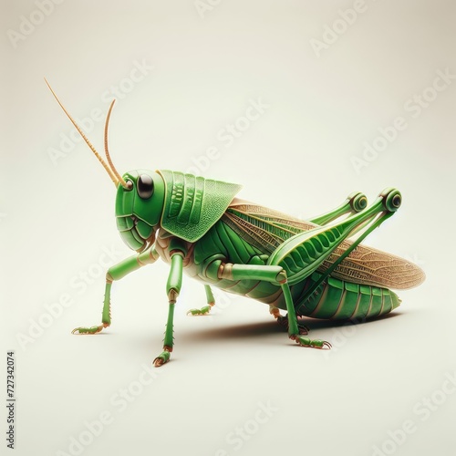 green grasshopper on white background 
