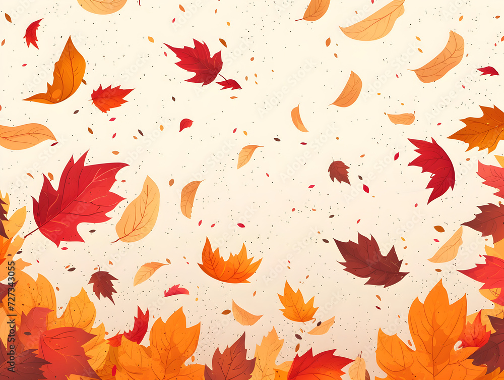 Vibrant Autumn Leaves in Warm Tones Falling - Seasonal Beauty and Diversity, Concept of Tranquility and Change in Nature Vibrant Autumn Leaves in Warm Tones Falling - Seasonal Beauty and Diversity, Concept of Tranquility and Change in Nature