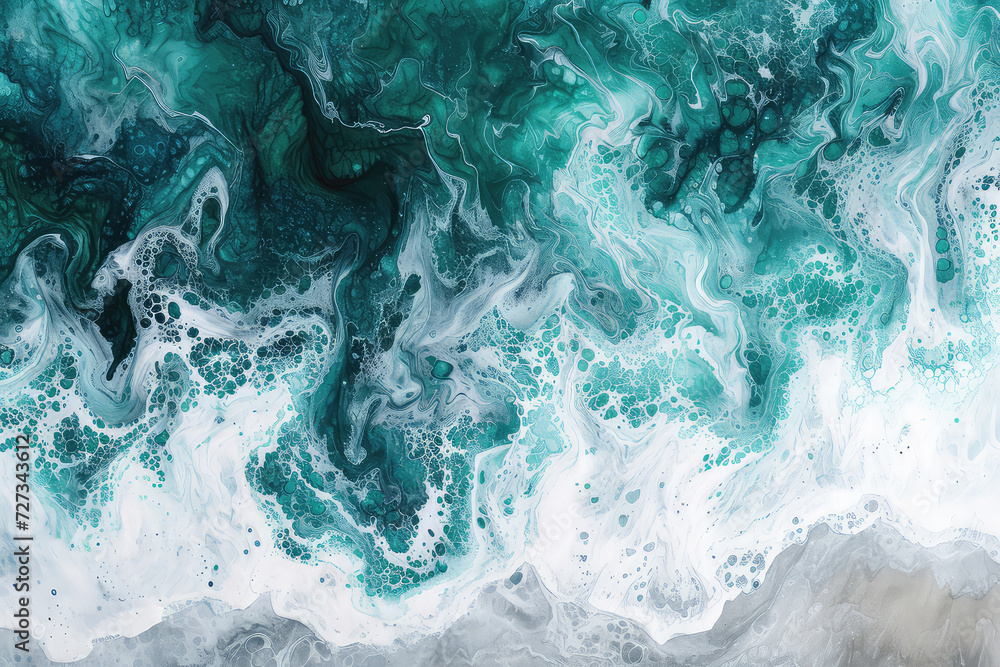 Obraz premium Luxury blue abstract background of marble liquid ink art painting on paper . Image of original artwork watercolor alcohol ink paint on high quality paper texture