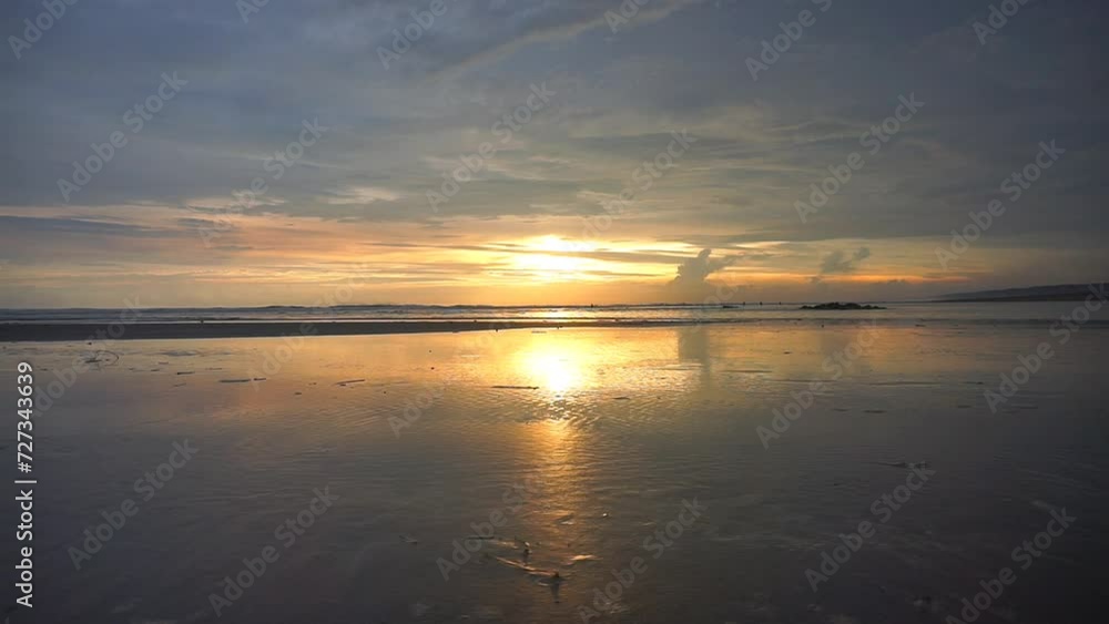 beautiful evening beach view before sunset with small waves on Cipatujah Tasikmalaya beach beautiful evening beach view before sunset with small waves on Cipatujah Tasikmalaya beach
