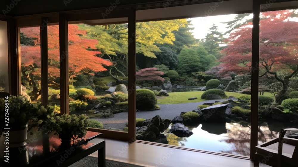 Fototapeta premium View from the beautiful residence to Japan Garden
