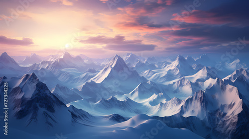 Majestic mountains, panoramic peaks PPT background © ting