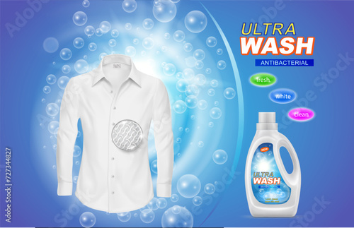 Promotion banner of liquid detergent for laundry or stain remover in plastic