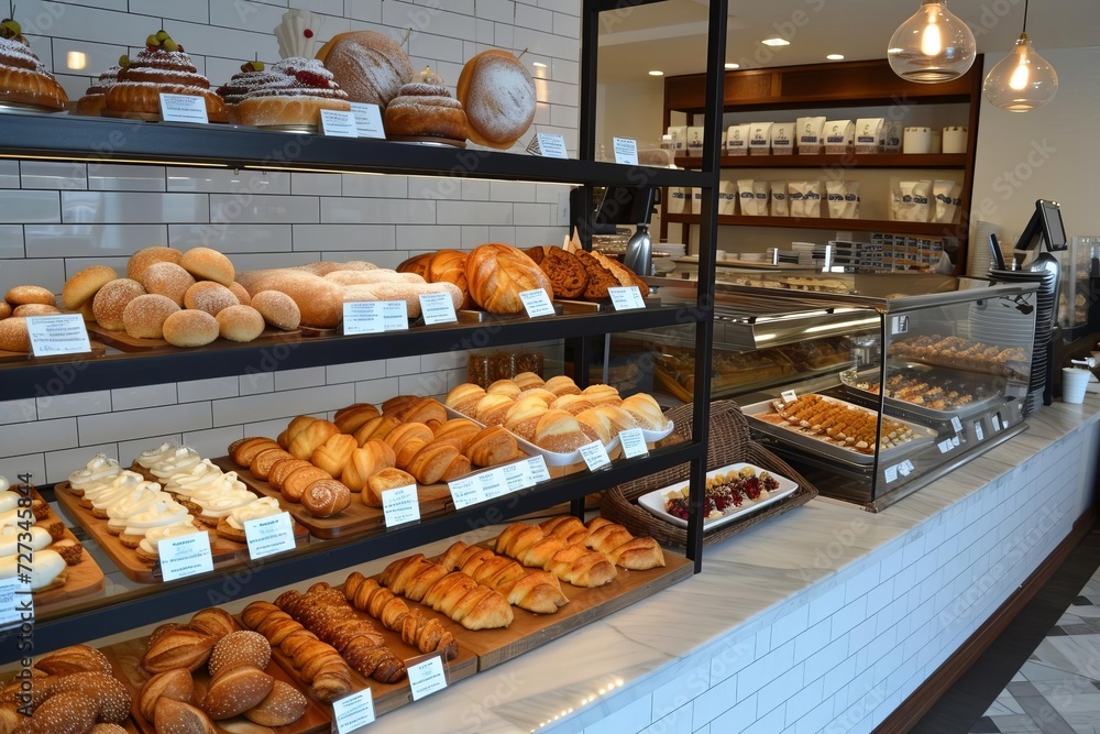 Gourmet bakery with an emphasis on artisanal breads Pastries And custom cake designs