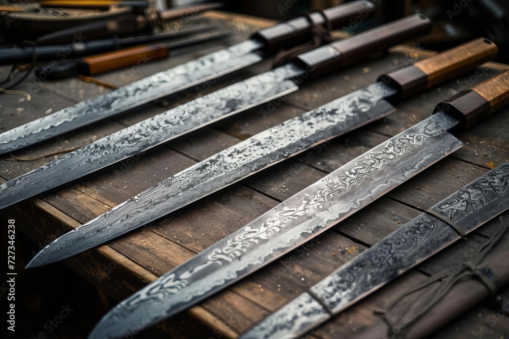 Masterful swordsmith forging traditional blades Honoring ancient craftsmanship with precision and strength